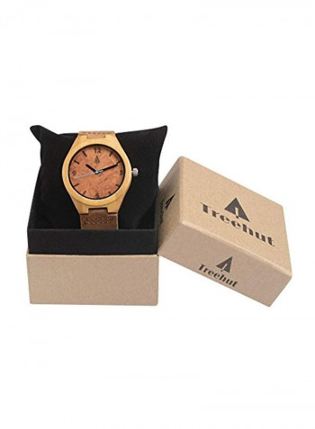 Men's Leather Analog Quartz Watch HUT-22-0087