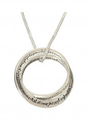 Engraved Double Mobius Circle Silver Plated Pendant Necklace