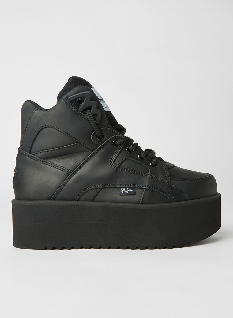 Leather Platform Sneakers Black