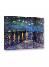 Starry Night Over The Rhone Wrapped Canvas Wall Art Blue 18 x 24inch