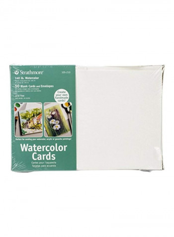 50-Piece Watercolour Cards With Envelope