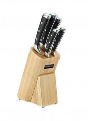 6-Piece Kushiro Knife Set With Wooden Block Black/Silver/Beige 23х38х12.5cm