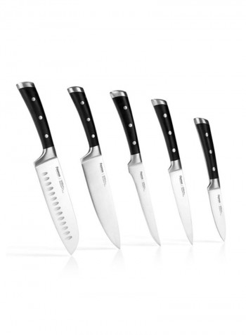 6-Piece Kushiro Knife Set With Wooden Block Black/Silver/Beige 23х38х12.5cm