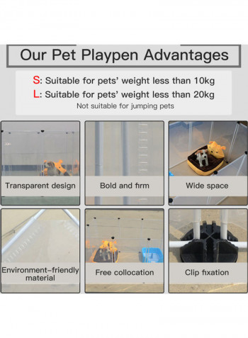 Portable Large Pet Exercise Playpen With 12 Panel Transparent 82.00 x 6.00 x 46.50cm