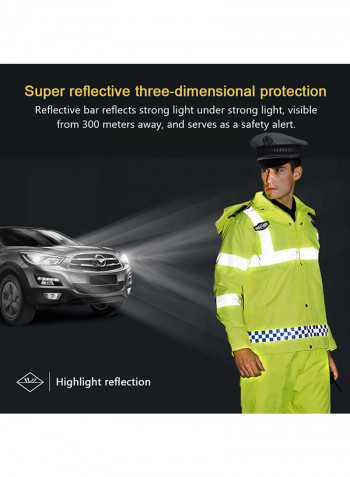 Waterproof Reflective Safety Rain Jacket With Detachable Down Hood Fluorescent yellow 3XL