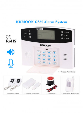 LCD Wireless GSM-SMS Security Alarm With Remote Control Set White