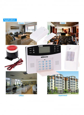 LCD Wireless GSM-SMS Security Alarm With Remote Control Set White