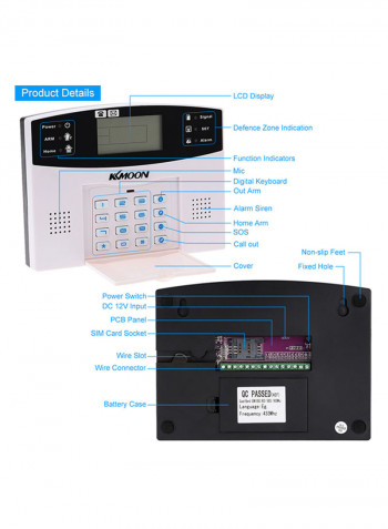 LCD Wireless GSM-SMS Security Alarm With Remote Control Set White