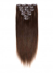 Clip-In Remy Straight Hair Extension Brown 16inch