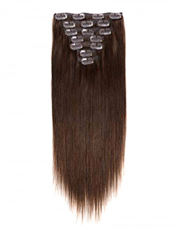 Clip-In Remy Straight Hair Extension Brown 16inch