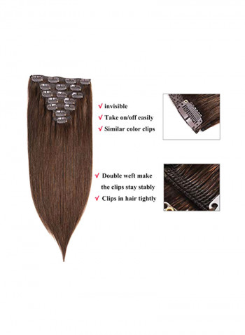 Clip-In Remy Straight Hair Extension Brown 16inch
