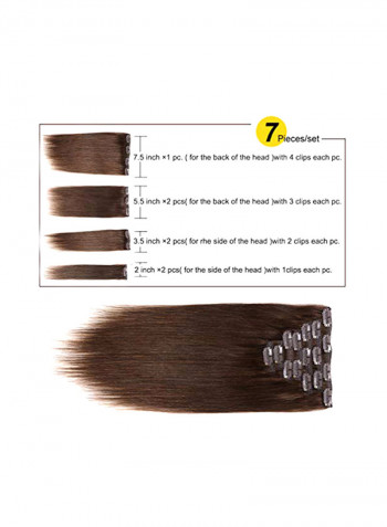 Clip-In Remy Straight Hair Extension Brown 16inch