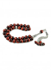 Red Tiger's Eye Prayer Beads with Sterling Silver components