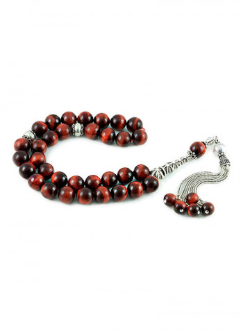 Red Tiger's Eye Prayer Beads with Sterling Silver components