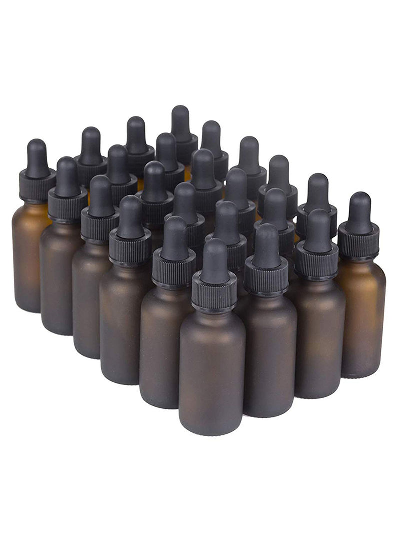 24-Piece Amber Bottle Set With Eye Dropper Brown/Black