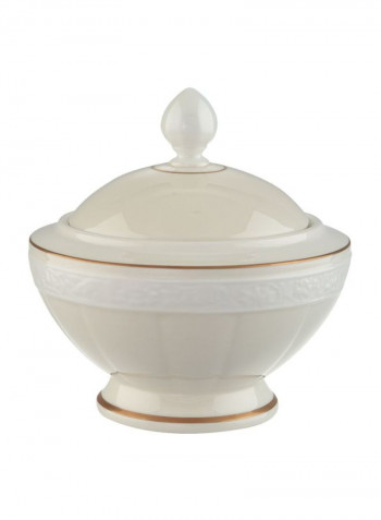 Ivoire Sugar Pot White/Beige/Gold 115x115x122millimeter