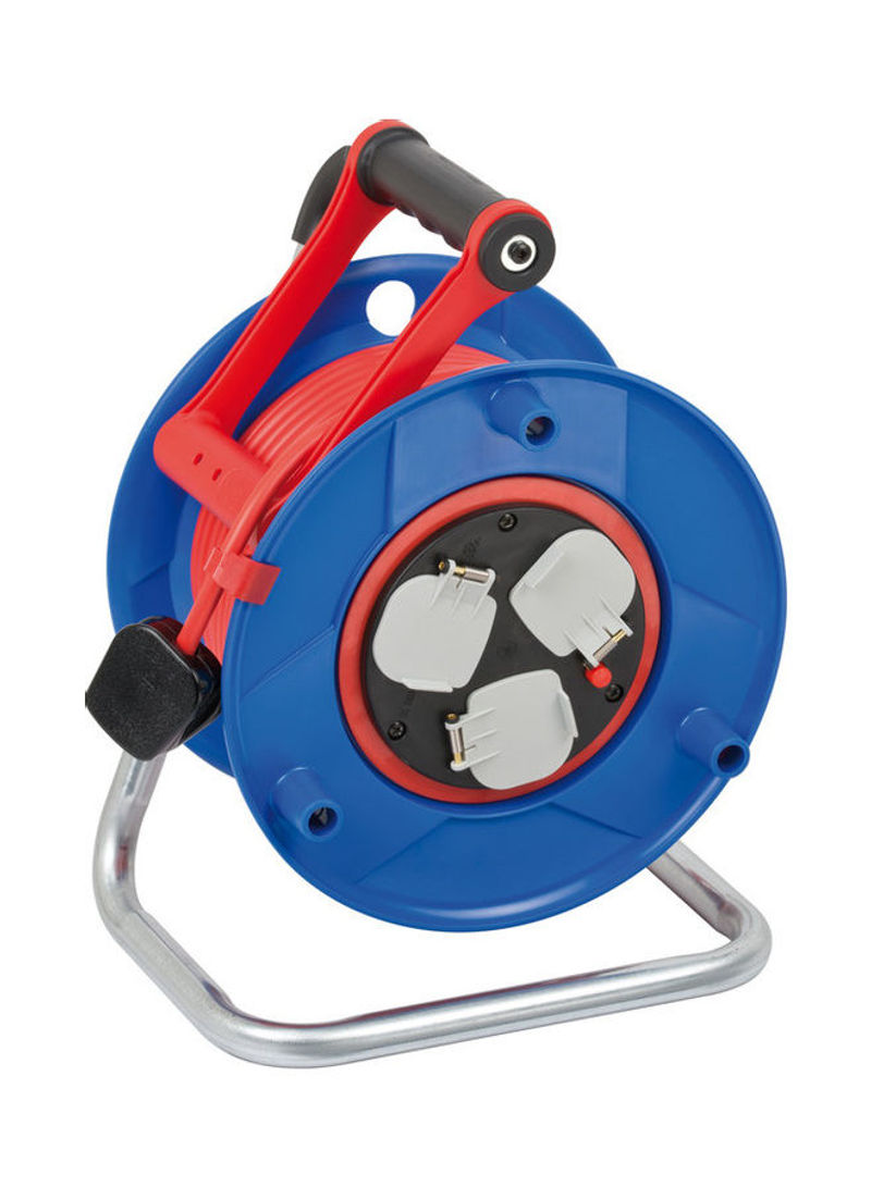 Extension Cable Reel With 3-Way Socket Outlet Blue/Red