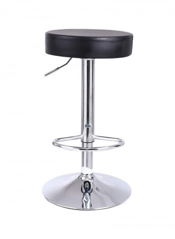 Round Bar Stool With Footrest Black