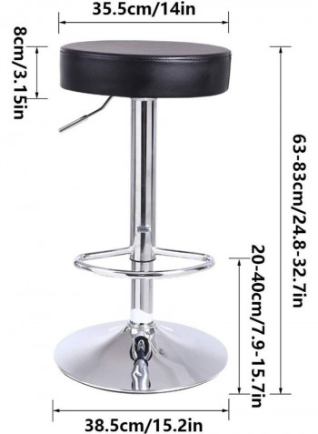 Round Bar Stool With Footrest Black