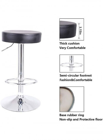 Round Bar Stool With Footrest Black