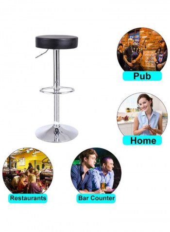 Round Bar Stool With Footrest Black