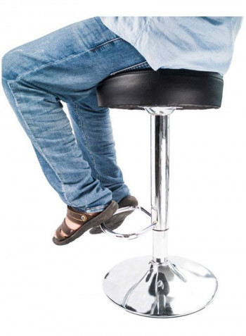 Round Bar Stool With Footrest Black