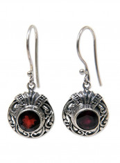 925 Sterling Silver Garnet Scarlet Ladybug Earrings