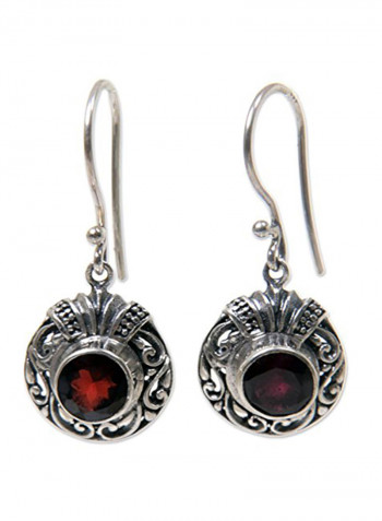 925 Sterling Silver Garnet Scarlet Ladybug Earrings