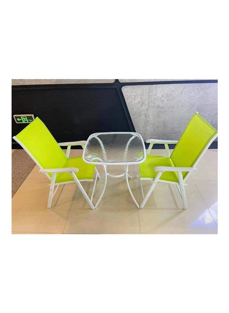3-Piece Table And Chairs Set Yellow/White/Clear