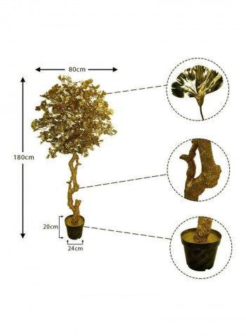 Artificial Ginkgo Biloba Tree Green/Black 180x80cm