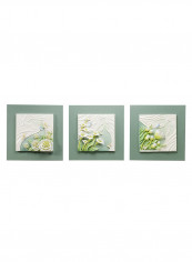 3 Panels Nature Patterns 3D Wall Art Green/White 14.23kg