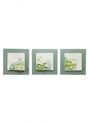 3 Panels Nature Patterns 3D Wall Art Green/White 14.23kg