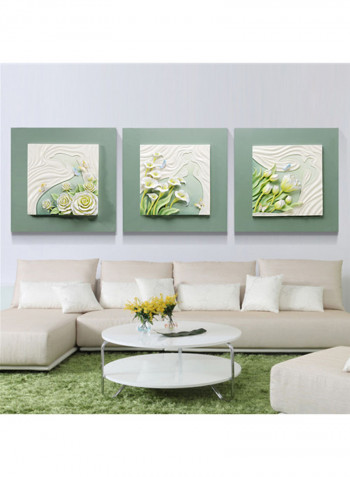 3 Panels Nature Patterns 3D Wall Art Green/White 14.23kg