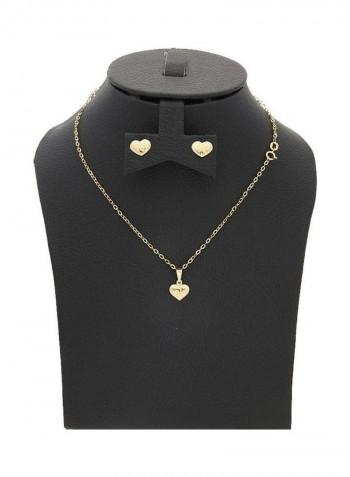 Gold Heart Pendant Set ذهبي