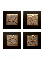4 Panels 3D Wall Art Gold/Black 9.31kg