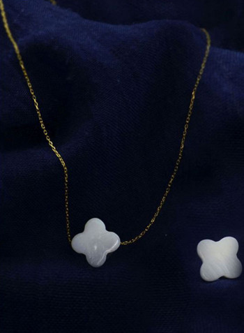 3-Piece 10 Karat Gold Plum Flower Shape Mother Of Pearl Studded Jewelry Set