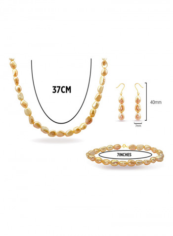 10 Karat Gold With Pearls Strand Jewellery Set