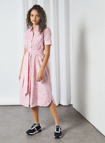 Reisa Short Sleeve Shirt Dress Pink