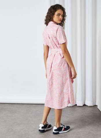 Reisa Short Sleeve Shirt Dress Pink