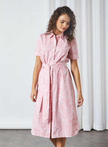 Reisa Short Sleeve Shirt Dress Pink