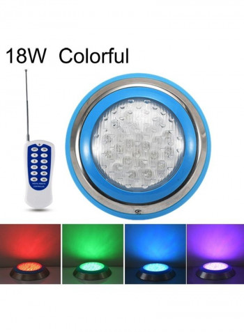 18W LED Stainless Steel Wall-mounted Pool Light Landscape Underwater Light(Colorful Light + Remote Control) Multicolour