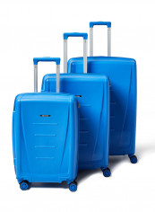 3 Piece Hardside Luggage Travel Trolley Bag Set Blue