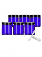 مجموعة مرطبانات بجوانب مسطحة وسباتولا مكونة من 12 قطعة Cobalt Blue/White/Black