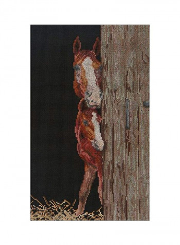 Counted Cross Stitch Kit Brown/Red/White