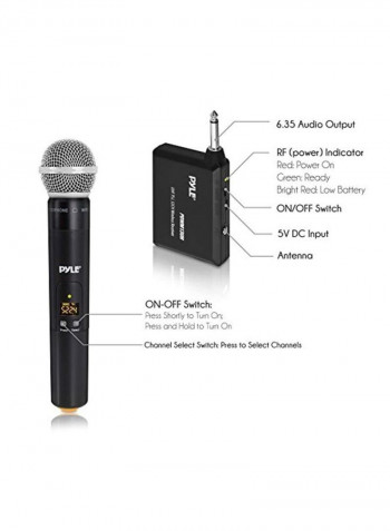 Portable Wireless Microphone System Set Black/Silver