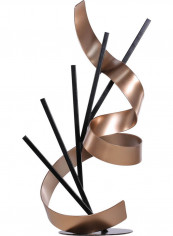 Straight Line And Ribbon Modern Sculpture Gold/Black