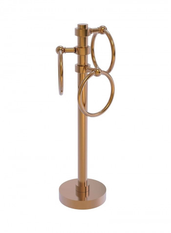 3-Ring Guest Towel Holder Stand Brushed Bronze 5x15x8inch
