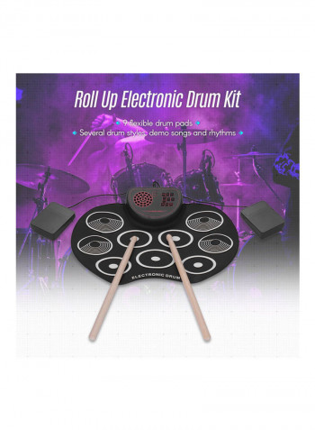 Portable Electronic Drum Set With 9 Drum Pads