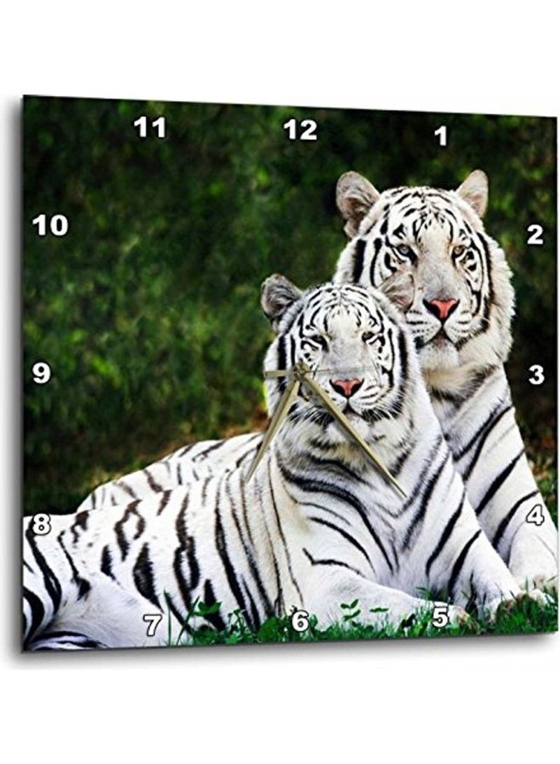 Tigers Printed Analog Wall Clock Multicolour 15x15x0.1inch