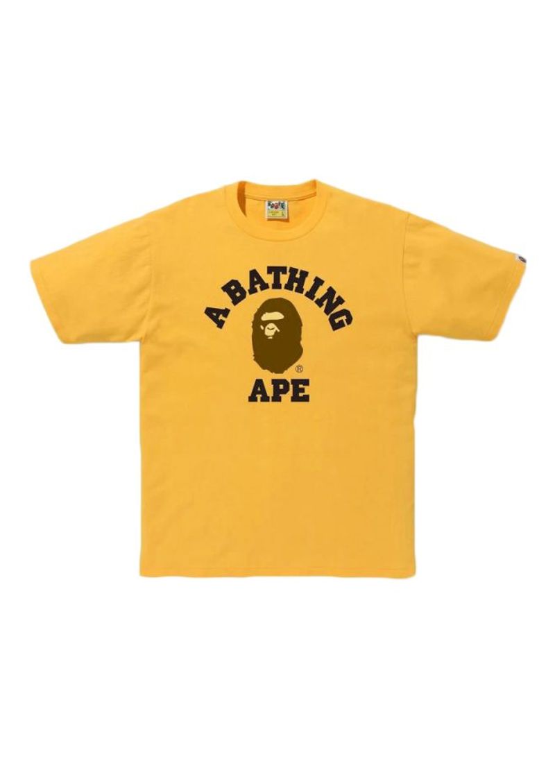 Printed Cotton T-shirt Yellow/Brown